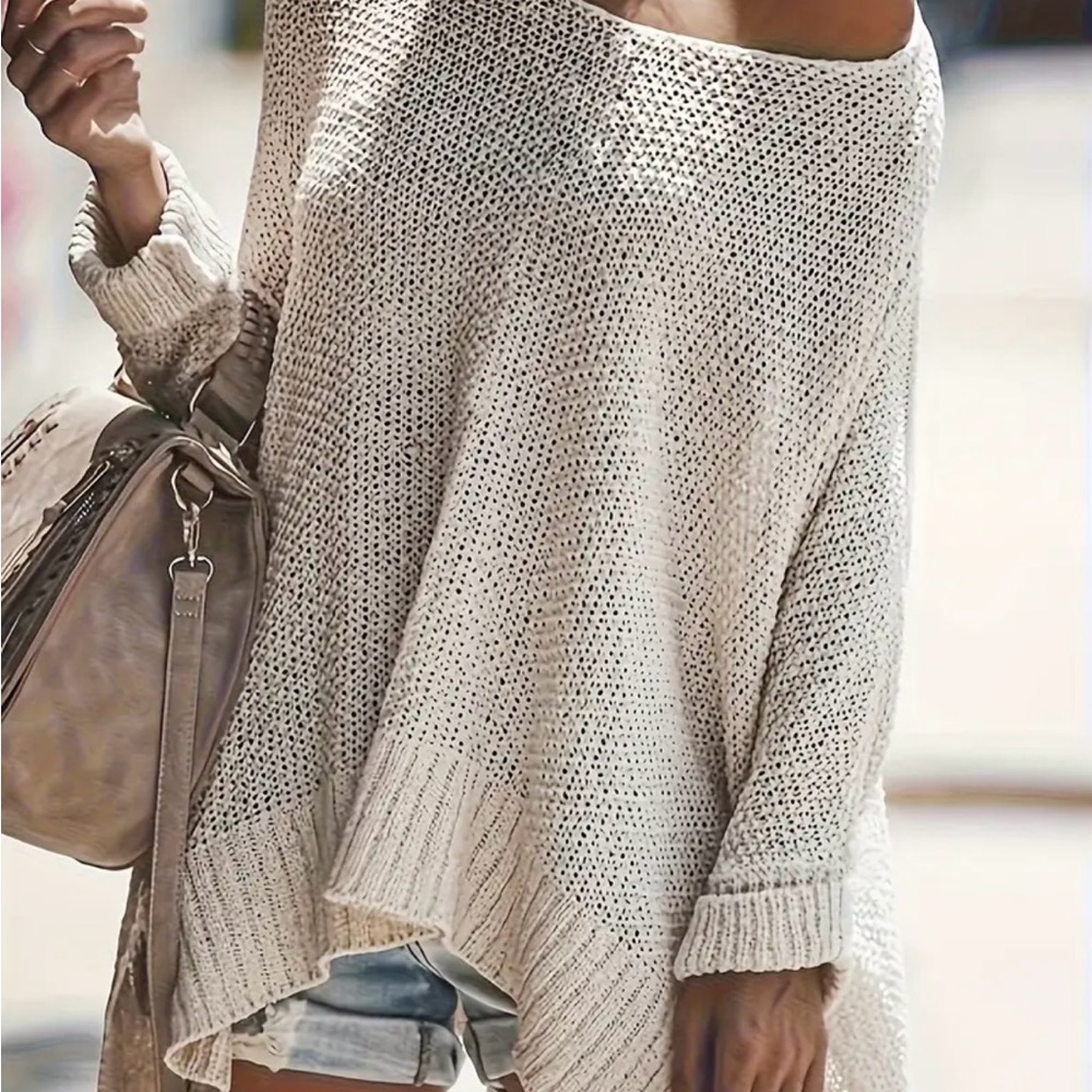 Beige off the shoulder sweater